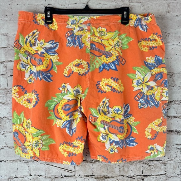Polo Ralph Lauren New York Men's Size 38 Board Shorts Orange Hawaiian Floral - Picture 7 of 7
